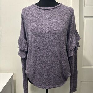 Women's Purple Ruffle Sleeve Top
